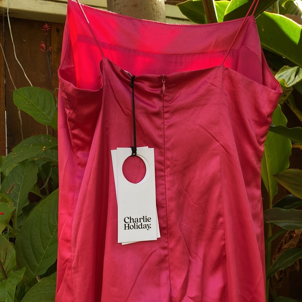 Charlie Holiday Nina 90s Midi Dress in Barbie Pink - Picture 4 of 7